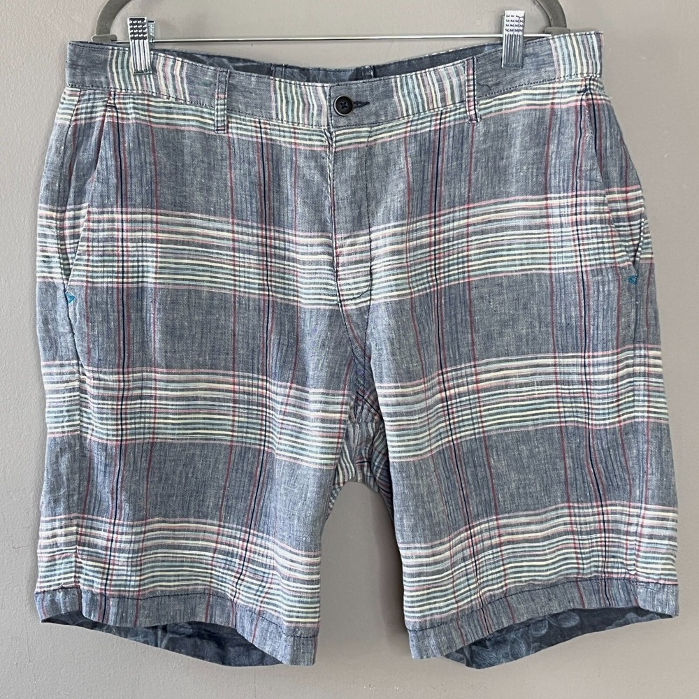 Tommy Bahama Linen Reversible Shorts Mens 36 Blue Golf Vacation Casual Travel